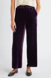 EILEEN FISHER VELVET WIDE ANKLE PANTS IN VIOLETTE