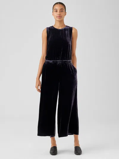 Eileen Fisher Velvet Wide-leg Jumpsuit In Black