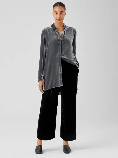 Eileen Fisher Velvet Wide-leg Pant In Black