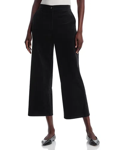 Eileen Fisher Velveteen Wide Leg Ankle Pants In Black