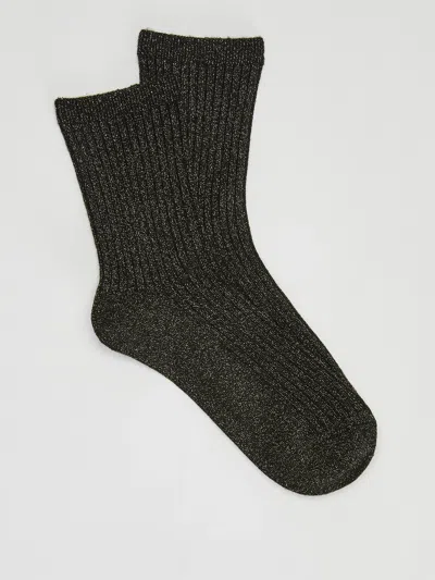 Eileen Fisher Viscose Blend Shimmer Quarter Crew Sock In Black