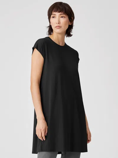 Eileen Fisher Viscose Jersey Cap-sleeve Dress In Black