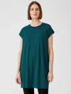 Eileen Fisher Viscose Jersey Cap-sleeve Dress In Blue