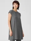 Eileen Fisher Viscose Jersey Cap-sleeve Dress In Gray