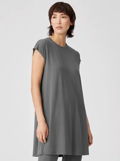Eileen Fisher Viscose Jersey Cap-sleeve Dress In Gray