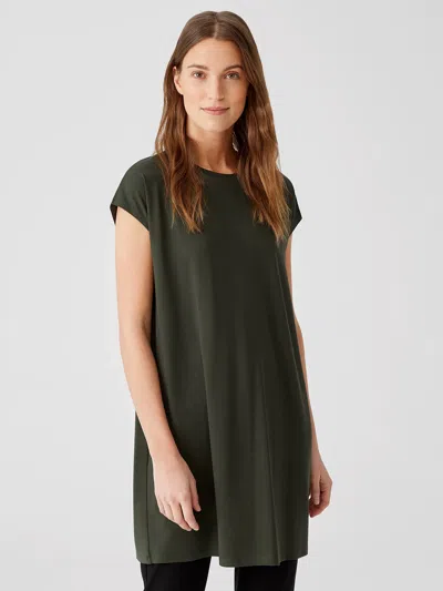 Eileen Fisher Viscose Jersey Cap-sleeve Dress In Green