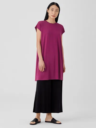 Eileen Fisher Viscose Jersey Cap-sleeve Dress In Purple