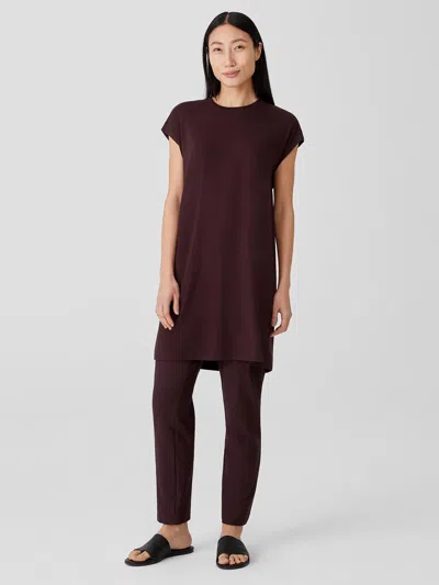 Eileen Fisher Viscose Jersey Cap-sleeve Dress In Brown