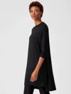 Eileen Fisher Viscose Jersey Crew Neck Dress In Black