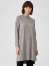 Eileen Fisher Viscose Jersey Crew Neck Dress In Gray