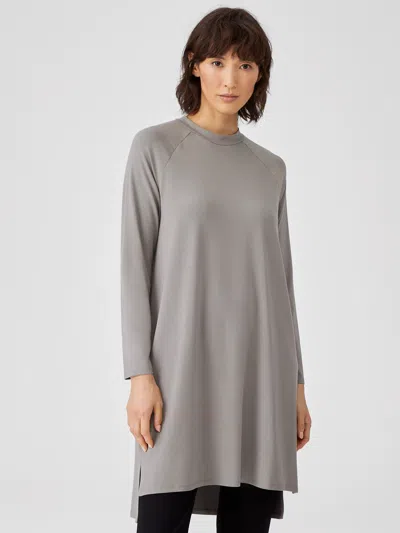 Eileen Fisher Viscose Jersey Crew Neck Dress In Gray