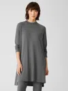 Eileen Fisher Viscose Jersey Crew Neck Dress In Gray