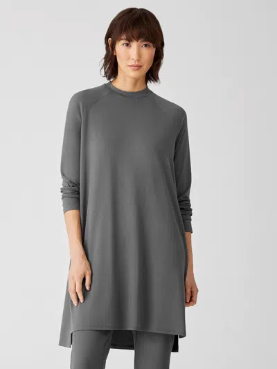 Eileen Fisher Viscose Jersey Crew Neck Dress In Gray