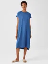 Eileen Fisher Viscose Jersey Crew Neck Dress In Blue