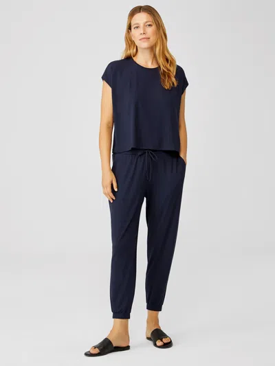 Eileen Fisher Viscose Jersey Jogger Pant In Blue