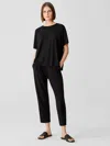 Eileen Fisher Viscose Jersey Pleated Pant In Black