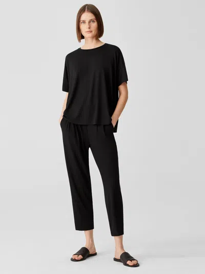 Eileen Fisher Viscose Jersey Pleated Pant In Black