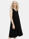 Eileen Fisher Viscose Jersey V-neck Flare Dress In Black