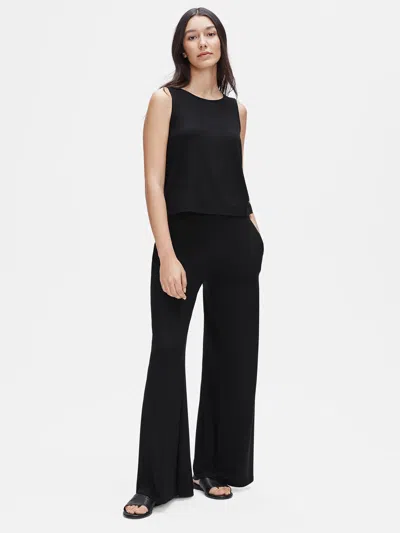 Eileen Fisher Viscose Jersey Wide-leg Pant In Black