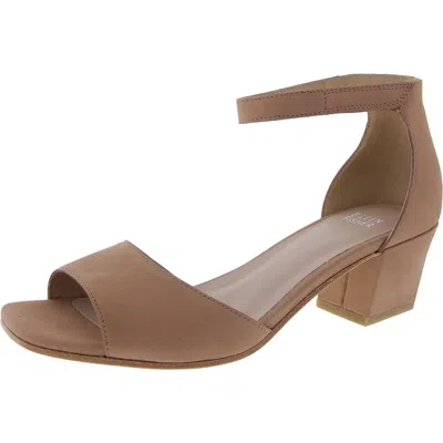 Eileen Fisher Viva Womens Block Heel Faux Suede Ankle Strap In Barley