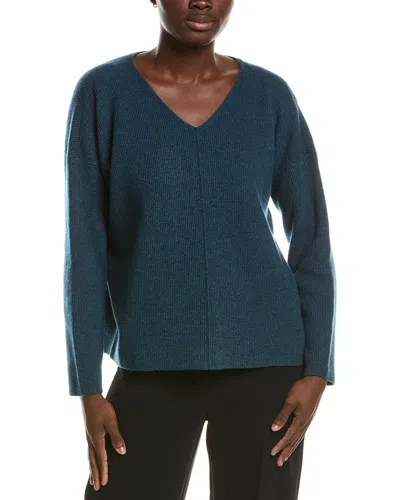 Eileen Fisher V-neck 100% Cashmere Sweater In Animal Print