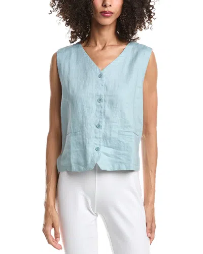Eileen Fisher V-neck Linen Vest In Blue
