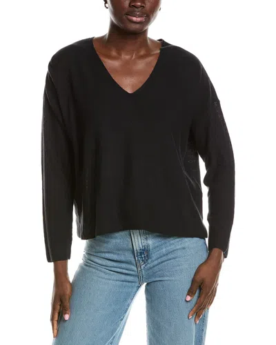 Eileen Fisher V-neck Linen-blend Sweater In Black