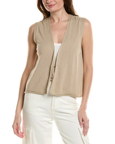 Eileen Fisher V-neck Linen-blend Vest In Brown