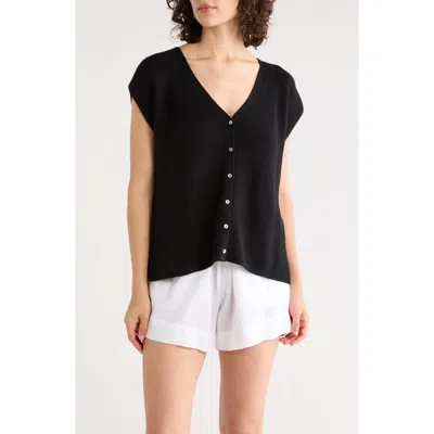 Eileen Fisher V-neck Organic Cotton Sweater Vest In Black