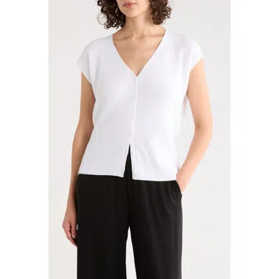 Eileen Fisher V-neck Organic Cotton Sweater Vest In White