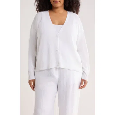 Eileen Fisher V-neck Organic Linen & Organic Cotton Cardigan In White