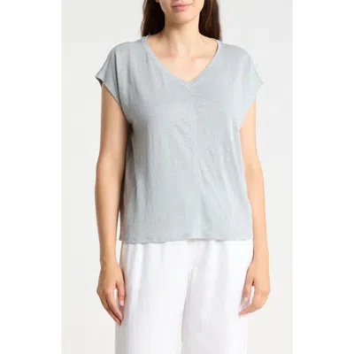 Eileen Fisher V-neck Organic Linen T-shirt In Geysr