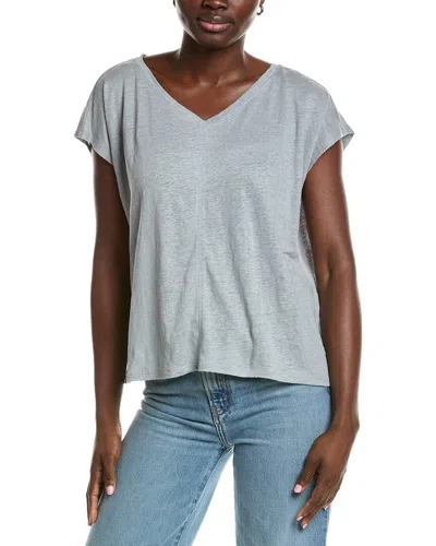 Eileen Fisher V-neck Square Linen T-shirt In Gray