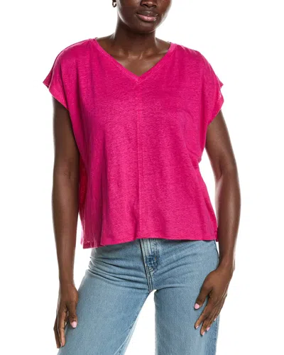 Eileen Fisher V-neck Square Linen T-shirt In Purple