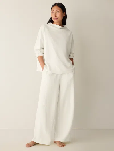 Eileen Fisher Waffle Cotton Blend Doubleknit Funnel Neck Box-top In White