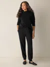 Eileen Fisher Waffle Cotton Blend Doubleknit Jogger Pant In Black