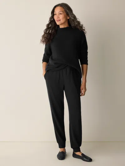 Eileen Fisher Waffle Cotton Blend Doubleknit Jogger Pant In Black