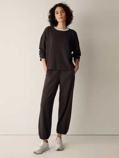 Eileen Fisher Waffle Cotton Blend Doubleknit Lantern Jogger Pant In Black