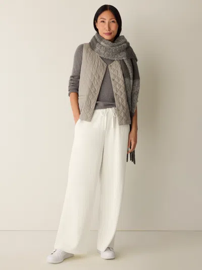 Eileen Fisher Waffle Cotton Blend Doubleknit Wide-leg Pant In White
