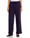 Eileen Fisher Waffle Double Knit Wide Ankle Pants With Drawstring In Purple