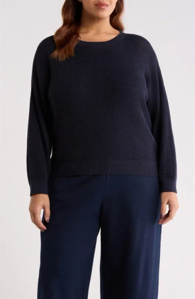 Eileen Fisher Waffle Knit Sweater In Black