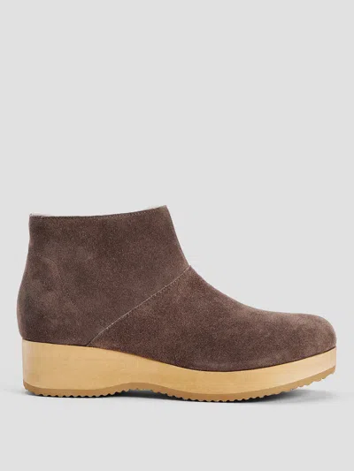 Eileen Fisher Warm Suede Clog Bootie In Brown