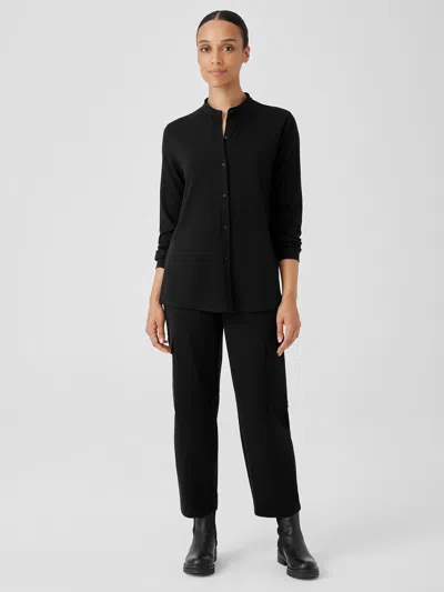 Eileen Fisher Washable Flex Ponte Cargo Lantern Pant In Black