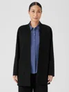 Eileen Fisher Washable Flex Ponte High Collar Jacket In Black