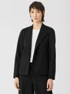 Eileen Fisher Washable Flex Ponte High Collar Jacket In Black