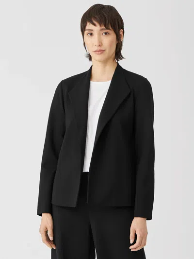 Eileen Fisher Washable Flex Ponte High Collar Jacket In Black