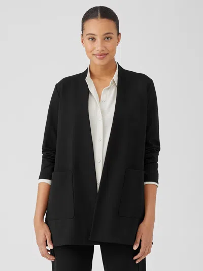 Eileen Fisher Washable Flex Ponte High Collar Jacket In Black