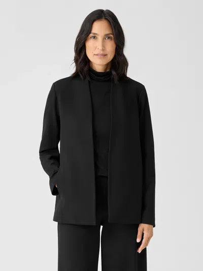 Eileen Fisher Washable Flex Ponte High Collar Jacket In Black