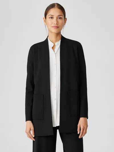 Eileen Fisher Washable Flex Ponte High Collar Jacket In Black