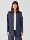 Eileen Fisher Washable Flex Ponte High Collar Jacket In Blue